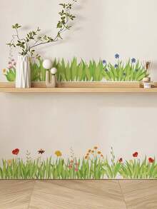1pc Fresh Natural Grassland Butterfly Wall Sticker, Self-Adhesive Removable PVC, Baseboard Decorative Sticker, Watercolor / Illustration Dual Styles Optional, Bedroom Living Room Wall Beautification Tool, Baseboard, Wall Corner, Wall Blank Space Decoration. - Wall Stickers - View 13