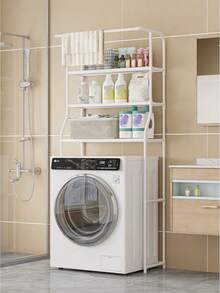 3-Tier Freestanding Storage Rack, Over-The-Washing-Machine Bathroom Organizer, Durable Iron Pipe, Large Capacity, Stable, No-Drill Easy Installation, Bathroom Decor - Multicolor - View 3