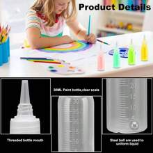 Botellas Para Pintura, Tarros, Recipientes de Plstico para 8 0z de Almacenamiento de Acrlico, Mezcla con Bola, Frasco, Botella, Mezclador, Resellable, Vaco, 30 Ml - Blanco - Ver 7