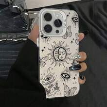 Funda para Teléfono - Funda Creativa Vintage de Media Luna y Sol, Compatible con phone 17/16/15/14/13/12/11/XS/XR/X/7/8 Plus/Pro/Max/ - Diseño Elegante y Creativo, Apta para Todos, un Regalo Perfecto para Amigos, Familiares, Novios y Novias - Multicolor - Ver 1