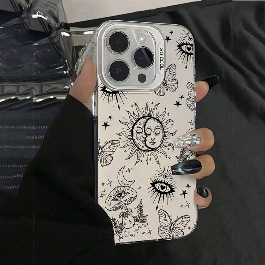 Funda para Teléfono - Funda Creativa Vintage de Media Luna y Sol, Compatible con phone 17/16/15/14/13/12/11/XS/XR/X/7/8 Plus/Pro/Max/ - Diseño Elegante y Creativo, Apta para Todos, un Regalo Perfecto para Amigos, Familiares, Novios y Novias - Multicolor - Ver 1