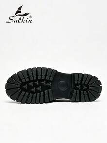 Salkin 男士復古設計師樂福鞋套腳式鏈條裝飾，黑色漆皮亮面圓頭男士皮鞋，優雅紳士商務休閒社交鞋，男士日常辦公派對婚禮風格新郎鞋，適合情侶約會浪漫晚餐節日禮物返校學生鞋，學院風四季適用，請選擇大一號 - 黑色 - 查看 6