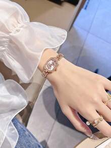 1pc New Casual Fashion Women's Bracelet Watch, Crystal Inlaid Dial, Rhinestone Decorated Strap, Suitable For Students Back To School - Style2 - View 17