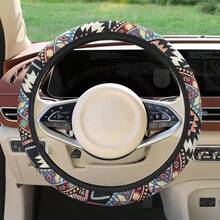 1 pieza Funda de volante de coche de malla transpirable bordada multicolor sin anillo interior, se adapta a accesorios de interior de coche de 15 pulgadas, unisex, para todas las estaciones - Multicolor - Ver 11
