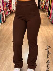 Basic Flare Ballerina Leggings Without Pockets - Óxido marrón - Ver 6