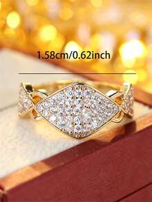 1pc Premium Geometric Rhombus Exquisite Women's Ring, Open Band For Daily Commute - Open Ring - View 2