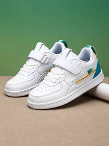 1 par de zapatillas blancas versátiles para niños, zapatos para niños y niñas, nuevo estilo para todas las estaciones, niños de tamaño medio a grande, alta estética, zapatos de skate, zapatos deportivos para la escuela primaria - Blanco - Ver 3