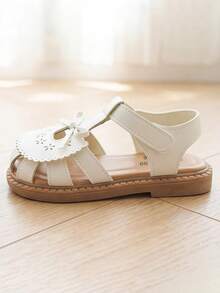 Summer New - 3-12 Years Old Girls White Sandals. With Embroidery Lace, Bows And Hook And Loop. Gentle And Elegant Style. - White - View 3