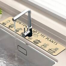 1pc Desert Cactus Plant Pattern Sink Faucet Absorbent Mat, Drainage Mat, Kitchen, Bathroom Sink, Countertop, Drainage Mat, Diatomaceous Earth Basin, Cuttable Quick-Drying Mat. - Multicolor - View 5