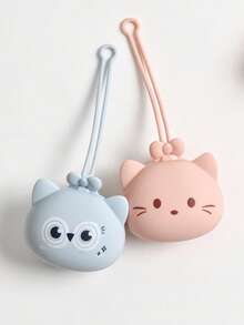 1/2pcs Customized Silicone Pacifier Storage Box, Anti-Fouling, Anti-Loss, Portable. Cartoon Style Storage Box With Lanyard. Available In Pig, Cat, Owl Patterns. Suitable As Personalized Gift For Baby Boys And Girls - Multicolor - View 22