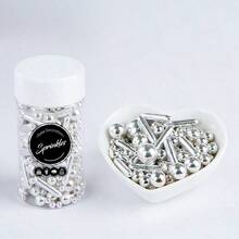 75g/2.65oz Perlas redondas para decoración de pasteles + Forma de palito, se utiliza para chispas de decoración de pasteles, decoración de pasteles DIY, adecuado para pasteles, caramelos, cupcakes, macarons, helados y varias decoraciones, también adecuado para bodas, Día de San Valentín, Día de la Madre, Halloween, Navidad y otras ocasiones, solo para decoración, no comestible - Multicolor - Ver 17
