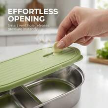 304 Stainless Steel Lunch Box, Reusable Leak Proof Bento Box, Portable Lunch Container, Fruit Salad Food Storage Container, Dishwasher & Microwave Allowable, Suitable For Student And Adult Use In School, Office, Picnic, Travel, Back To School - Multicolor - View 9