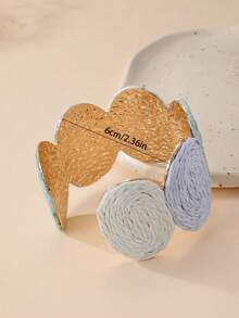 1pc Vintage Round Woven Bracelet, Bohemian Color-Block Design, Versatile Bangle For Island Vacation, Pastoral Outing, Commuting And Urban Daily Wear - Multicolor - View 6