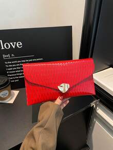 Casual Handheld Clutch Bag For Women, New Style, Textured Niche Design, Fashion Minimalist Envelope Bag - Red - View 10