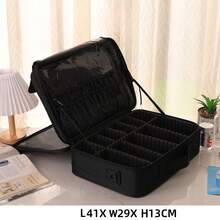Large Capacity Professional Makeup Case, Can Be Hung On Suitcase, Multi-Functional Shoulder/Backpack Makeup Artist Cosmetic Storage Box, Beauty & Nail Care Organizer - Black - View 11