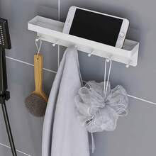 1pc Key Hook With 6 Hooks, Wall Key And Mail Holder, Wall Rack, Dual-Use Hook Rack - No Drill + Drill, Suitable For Entryway, Office, Living Room Decor, Behind Door Storage - Multicolor - View 6