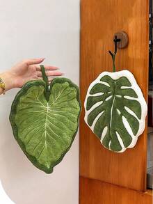 葉片形吸水毛巾附掛環，高吸水性超細纖維浴室與廚房毛巾，適用於浴室，時尚葉片形手巾，適合母親節及其他節日禮物 - 彩色 - 查看 3
