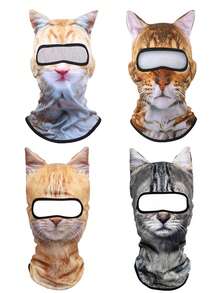 1件創意3D動物臉耳頭罩，中性透氣防曬全臉面罩，適合四季，戶外跑步、騎行、釣魚、徒步 - 款式S - 查看 1