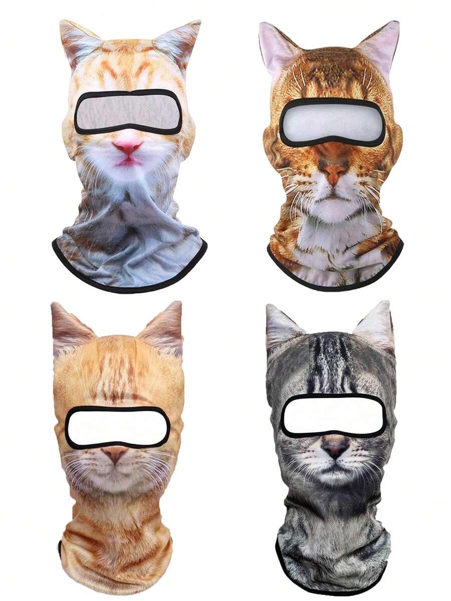 1件創意3D動物臉耳頭罩,中性透氣防曬全臉面罩,適合四季,戶外跑步、騎行、釣魚、徒步 - 款式S - 查看 1