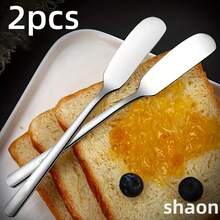 2pcs Stainless Steel Round Tip Cheese Butter Spreader - Suitable For Jam Spreading, Perfect For Cheese Dessert Sandwiches, Portable Durable Easy To Use Kitchen Tool - Multicolor - View 9