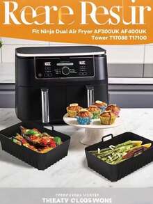 1pc/2pcs Silicone Air Fryer Liner, Reusable Air Fryer Accessories, Disposable Baking Tray Kitchen Liner Replacement, Black - Multicolor - View 5