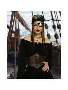 Kit de déguisement pirate pour adulte 4 pièces, accessoires avec logo Jolly Roger et collier à accents dorés, ensemble durable pour bal masqué & foire de la Renaissance - Multicolore - Voir 8