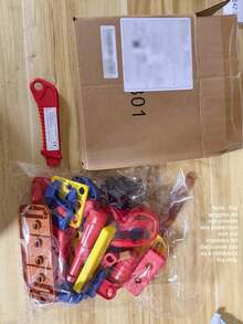 46件套儿童过家家维修工具箱益智组装玩具套装，包含安全帽、护目镜、逼真维修工具，适合3-12岁男孩女孩，创意生日礼物（配件款式随机） - 彩色 - 查看 11