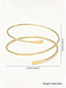 1pc Elegant Gold Multi-Layered Women's Open Cuff Bracelet, Simple Style, Suitable For Daily Wear And Gift Occasions, Perfect For Valentine's Day, All Seasons - Gold - View 3