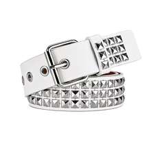 1pc Men's Solid Color Punk Belt With Rhinestone & Sequin Embellishments, Rock Style Fashion Belt For Men - Multicolor - View 6