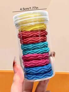 50/30/10/Set Wavy Texture Towel Loop Hair Ties, Wavy Texture Design, Multiple Colors Available, High Elasticity, Girls Ponytail Hair Accessories - Suitable For Women And Girls, Suitable For Daily, Date, School, Vacation, Beach, Party, Holiday, Gift, Graduation Season Elastics Rubber Bands - Multicolor - View 6