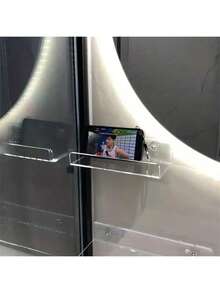 1 Set Acrylic Bathroom Wall Storage Rack With Accessories, No-Drill Transparent Wall Shelf 1pc - Clear - View 6