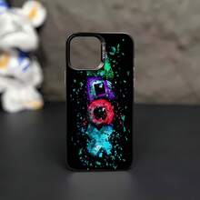 Símbolos destrozados del juego del calamar de neón coloridofunda de teléfono Fundas compatibles con ,Apple,VIVO,OPPO,,, y Honor.Fabricadas en silicona TPU,ofrecen protección contra golpes y caídas. - Negro - Ver 2