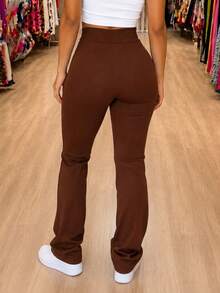 Basic Flare Ballerina Leggings Without Pockets - Óxido marrón - Ver 2