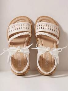 2026 Style Light Beige/Silver Country Style Sandals - Hollow Stitching PU Mesh With Pearl Decoration - Suitable For Daily Outings! - Beige - View 3