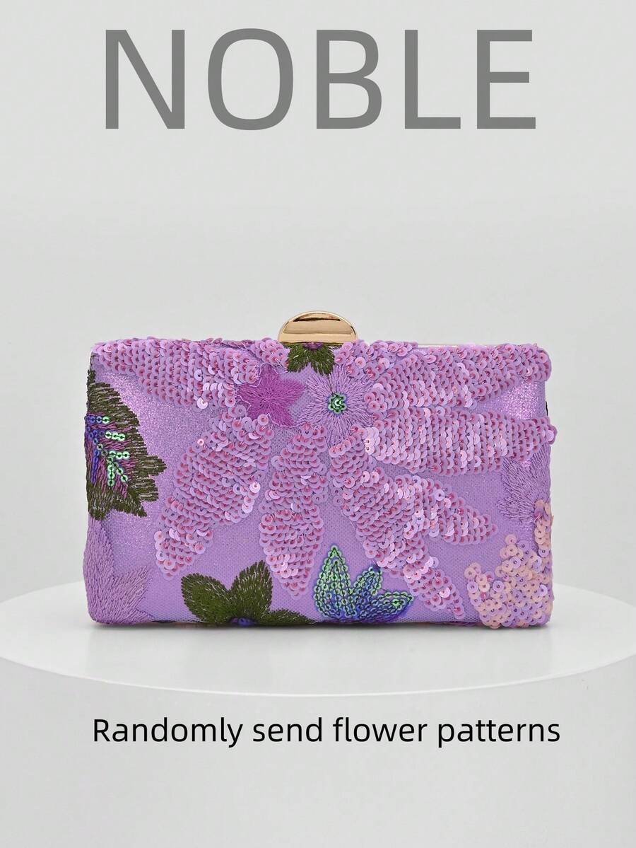 Elegant Shiny Multicolor Leaf & Floral Patchwork Crossbody Bag, Vintage Chain Strap Evening Bag, Mini Square Box Handbag, Suitable For Party Girls, Brides, College Students, Young Professionals, Versatile For Parties, Graduation Ceremonies, Weddings, Perfect Match For Party Accessories, Random Pattern Sent