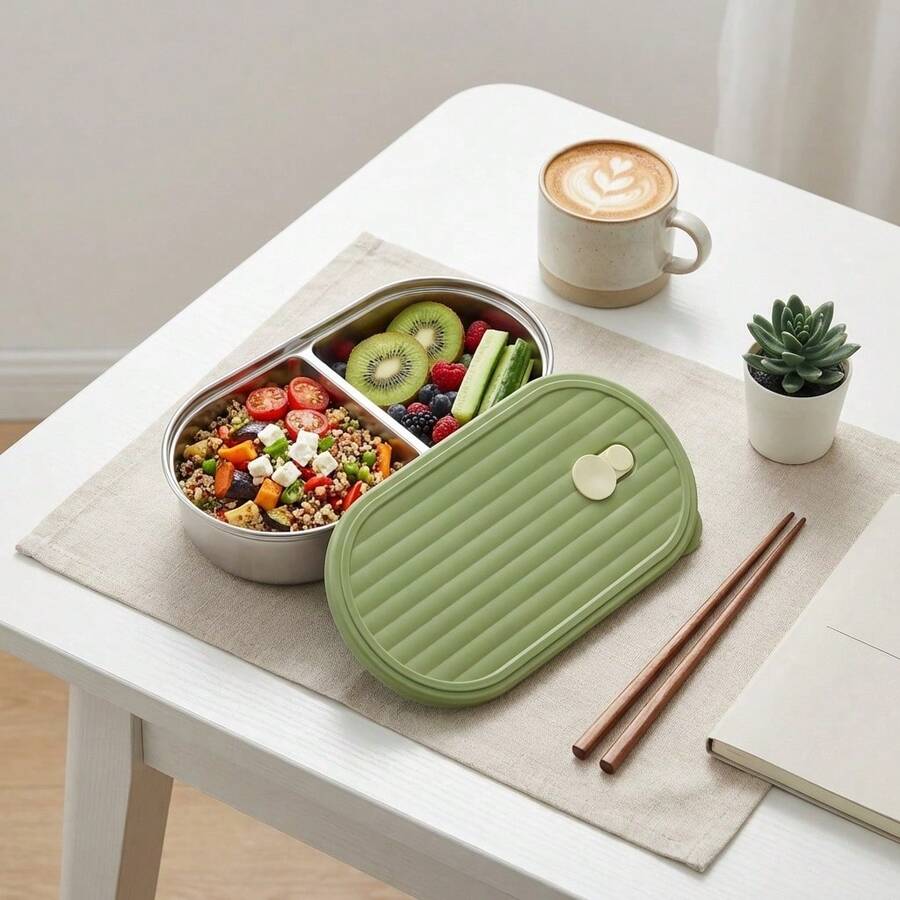 304 Stainless Steel Lunch Box, Reusable Leak Proof Bento Box, Portable Lunch Container, Fruit Salad Food Storage Container, Dishwasher & Microwave Allowable, Suitable For Student And Adult Use In School, Office, Picnic, Travel, Back To School