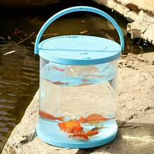 可折疊小型水族箱，便攜式塑料魚缸附蓋，透明魚類運輸容器/釣魚桶，適用於放生捕獲魚類、海邊旅行、湖泊出遊、戶外活動，藍色 - 彩色 - 查看 8