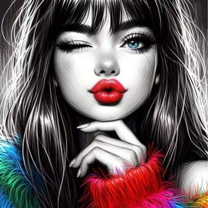 1pc [30*30cm/11.8*11.8in][40*40cm/15.7*15.7in]5D Acrylic Diamond Painting Kit, Beautiful Girl Pattern, Suitable For Adult Beginners DIY Mosaic Diamond Art, Full Drill Handmade Self-Design DIY Diamond Painting, Suitable For Living Room, Bedroom, Office Wall Decor Hanging Painting, Surprise Home Decor Gift For Family And Friends