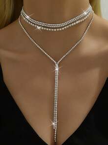 1pc Gothic Style Y-Shaped Long Tassel Multi-Layer Necklace, Women's Fashion Party Accessory, Suitable For Daily Wear - Layered Tassel Necklace - View 3