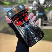 1pc Racing Pattern Black & Silver Phone Case Compatible With Apple Phones - Multicolor - View 4