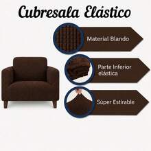 3-Piece Stretch Elastic Sofa Cover Set, Complete Living Room Set - Chocolate Brown - View 3