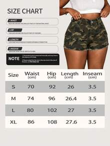 Women's Stretchy Distressed Denim Shorts, Skinny Fit Butt Lifting Jean Shorts, Sexy Spring Summer Camo Print Frayed Hem Denim Shorts - 軍綠色 - 查看 6