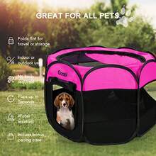 Pet Cat Playpen For Indoor Cats Enclosed Portable Foldable Dog Playpen Outdoor Tent Crate Cage With Zipper Top Cover Door For Kitten Puppy Outside Rv Car Camper Small Size - Pink - View 3