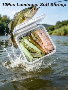 10pcs Glow Soft Elastic Shrimp Fishing Lures With Box, 40mm Silicone Realistic Bait With 3D Eyes, Suitable For Freshwater - Multicolor - View 7