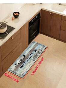 1pc Rubber Kitchen Mat, Rustic Style Decorative Art, Printed With "Love", "Family" And "Home" In Black Font, Textured Wood Plank Design Floor Mat, Suitable For Sink Area, Standing, Kitchen Decor - Multicolor - View 12