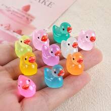 10/30pcs Mixed Color Cute 3D Flat Resin Duck Decor Accessories, Suitable For Jewelry Making, Earrings, Pendants, Decorations, For Ages 18+, Random Colors - Mixed Colors - View 10