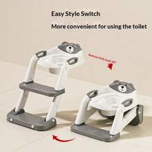 3-In-1 Toddler Potty Training Seat & Potty Chair, Height Adjustable Toilet Seat With Splash Guard, Stable Wide Base Design, Non-Slip Step Stool - Multicolor - View 3