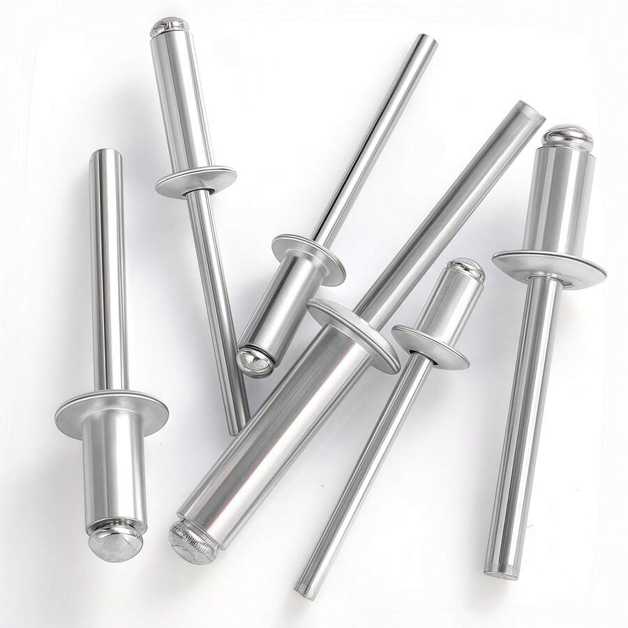 100 buah Paku Keling Buta Profesional Aluminium M3, Gagang Aluminium dan Poros Inti Baja - perak - View 1