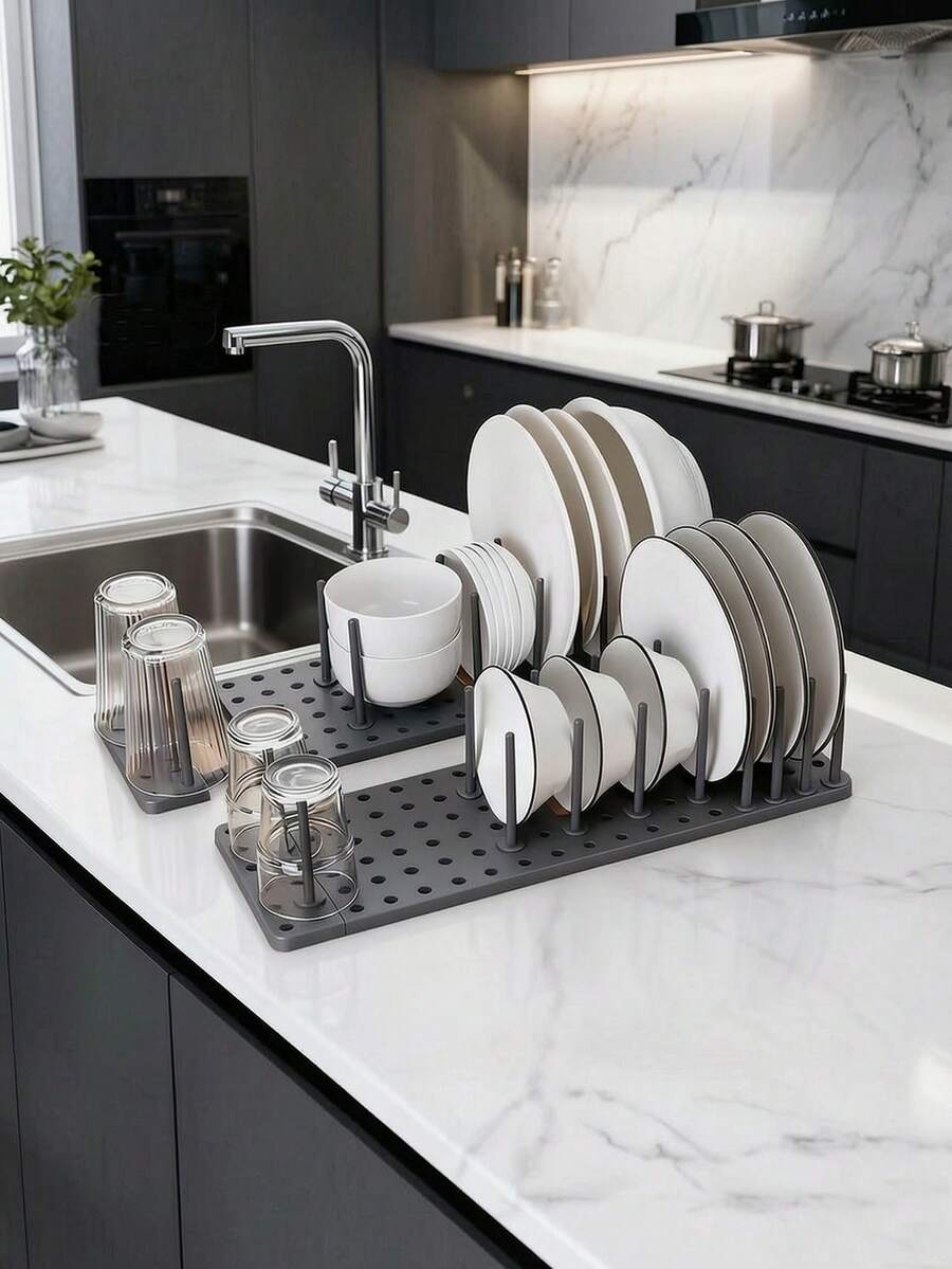 Estante multifuncional para cuencos y platos de cocina, estante de secado de platos para cajón de cocina, soporte para tazas, estante para sartenes de cocina, estante para tapas de ollas, accesorios de cocina, estante de almacenamiento y organización de cocina - Multicolor - Ver 1