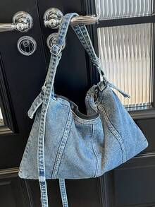2pcs/Set Fashionable Washed Wear-Resistant Flap Baguette Bag With Crystal Cherry Pendant (Sold As A Set) Women's Portable Shoulder Bag Suitable For Work, Commute, Shopping, Travel, Etc. - Multicolor - View 9